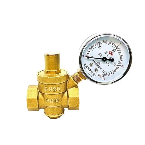 1/2 3/4 1 2 Zoll Messing Wasserdruckminderer Aufrechterhaltung Ventil 1Pcs(1-1/2",Valve with Gauge) von DOUKNAIL