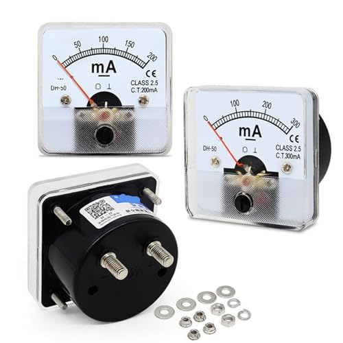 DH-50 DC Milliampere Zeiger Meter 1mA-1000mA Analog Amperemeter 1Pcs(DC AMMETER_DC 200MA) von DOUKNAIL