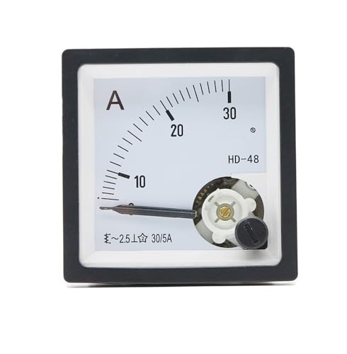 HD-48 Zeigertyp AC Amperemeter 10A-300A Palette Analoganzeige Panel 48x48mm 1 Stücke(20A (5A)) von DOUKNAIL