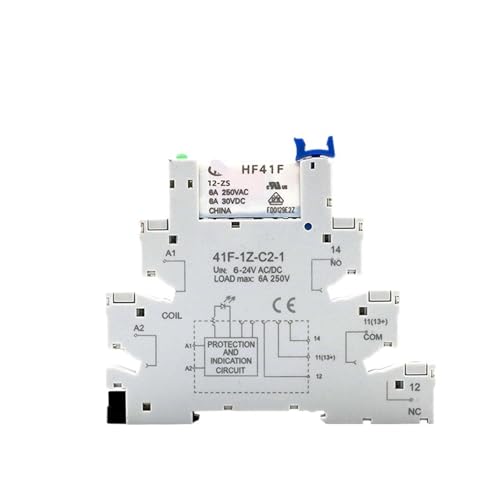 Schlankes Relais HF-41F 5 V 12 V 24 V Hochfrequenzrelais Basis DIN-Schienenrelais 41F-5-ZS41F-12-ZS41F-24-ZS LED 6A 1 Stücke(1PCS 12V) von DOUKNAIL
