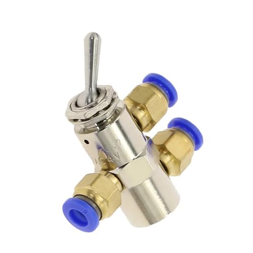 TAC-4V Auslassventil, 2 Positionen, 5-Wege-Umschaltventil, zylindrisches mechanisches pneumatisches Luftventil mit Armaturen, 1 Stück(PC 8mm Fittings) von DOUKNAIL