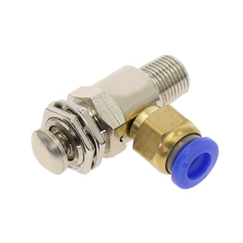 TAC2-3P N/C Auslassventil 2 Positionen 3 Wege M5 Innengewinde 1/8 Außengewinde Selbstrückstellender Knopfschalter 1St(TAC2-3P -PC6MM) von DOUKNAIL