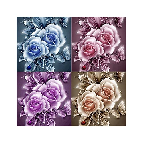 DOUKOYEE Diamond Painting Blumen Pfingstrose Rose Erwachsene Kinder DIY Malen 5d Diamantmalerei Diamant Painting Kits Mosaikherstellung Bilder Malerei Home Wand Decor Geschenk (K, 25x25 cm) von DOUKOYEE