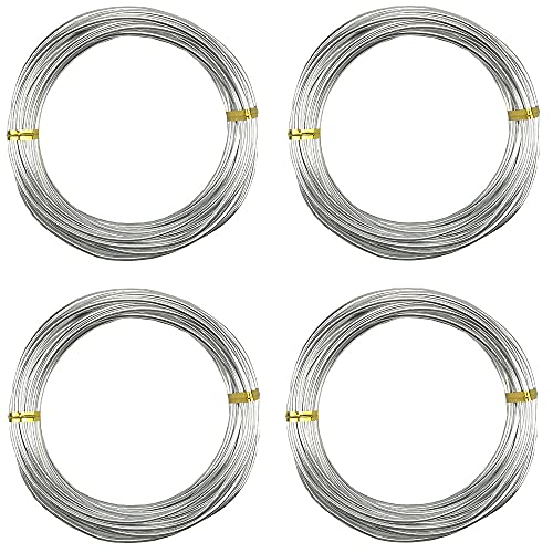 Silberfarbener Aluminiumdraht,4Rollen Silber Aluminium Handwerk Draht Silber Aluminiumdraht Schmuckdraht für Modellbau DIY und Skulpturen von DOULEIN