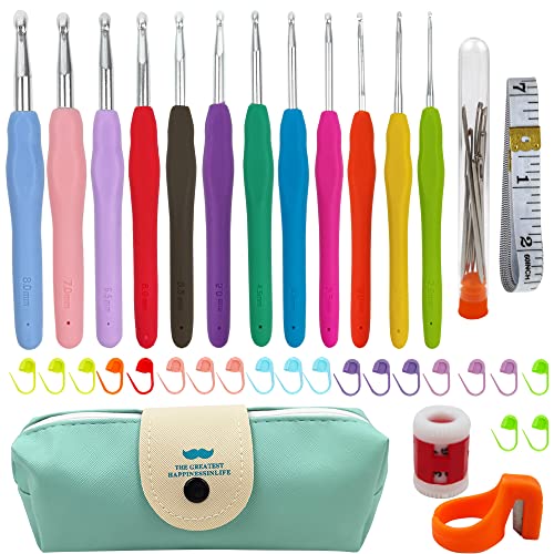 Häkelnadeln Set,12 Größen Bunte Ergonomische Häkeln Stricken Nadeln Bunt Aluminium Stricknadeln Stricken Werkzeuge Set Haushalt Werkzeug mit Tragbaren Tasche Häkelnadeln Set,12 Größen Bunte Ergonomische Häkeln Stricken Nadeln Bunt Aluminium Stricknadeln Stricken Werkzeuge Set Haushalt Werkzeug mit Tragbaren Tasche von DOULEIN