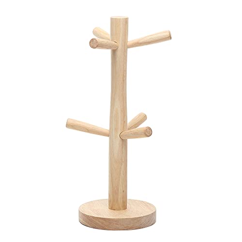 DOULEIN Holz Tassen Halter ，Becherhalter aus Holz mit 6 Haken Tassenständer Becherregal Display Stand Kaffee-Becherhalter für Theke für Küche Haushalt Bar von DOULEIN