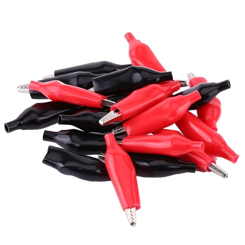 KROKODILKLAMMERN METALL ALLIGATORKLAMMERN 45MM HOCHLEITFÄHIG ELEKTROTESTZUBEHÖR FÜR AUTOBATTERIEN LABORATORIUM NICKELBESCHICHTETES EISEN PVC ROT SCHWARZ 20STÜCK von DOUQIFEI