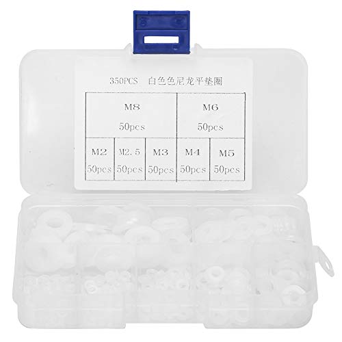 Nylon Unterlegscheiben Set 350 Stück Weiß M2 M2.5 M3 M4 M5 M6 M8 Flachdichtungen Dichtungsringe für Maschinenbau Elektronik Reparatur Nylon Unterlegscheiben Set 350 Stück Weiß M2 M2.5 M3 M4 M5 M6 M8 Flachdichtungen Dichtungsringe für Maschinenbau Elektronik Reparatur von DOUQIFEI
