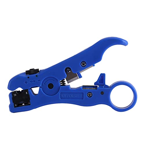Rotary Coax Coaxial Cable Cutter Stripper Stripping Tool für RG59 RG6 RG7 RG11 Kabel ABS Metall Blau 124.6 x 37mm 95g von DOUQIFEI