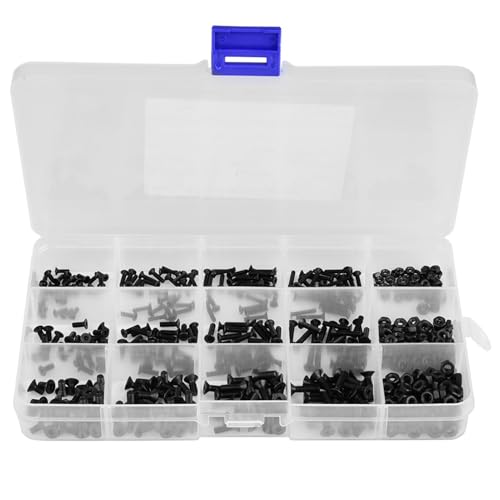 Sechskant Senkkopf Schrauben Set 480 Teile M2 M25 M3 aus Kohlenstoffstahl mit Muttern und Aufbewahrungsbox für Möbelmontage Elektronik und Handwerksprojekte von DOUQIFEI