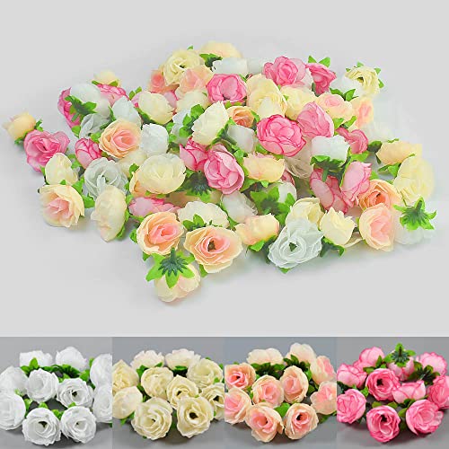 DOUSELLA 100 Stück Künstliche Blumenköpfe Kunstblumen Blütenköpfe Rosen Köpfe Rosen Kunstblumen Gefälschte RosenKöpfe Kunstrose Künstliche Rosen Deko für Hochzeit DIY Party Deko, 4 Farben von DOUSELLA