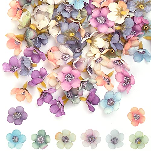 DOUSELLA 120 Stück Mini Künstliche Blumen Klein Blumenköpfe Deko Mini Kunstblumen Seidenblumen Bunte Künstliche Blumen Deko Dekoblüten zum basteln Gemischt Gänseblümchen für Valentinstag Hochzeit von DOUSELLA