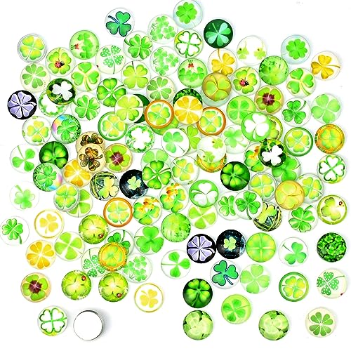 DOUSELLA 120 Stück Vierblättriges Kleeblatt Bunte Glassteine 12mm Muggelsteine Kinder Glascabochons Glücksbringer Flatback Glückssteine Deko Muggelsteine für DIY Handwerkliche Schmuckherstellung von DOUSELLA