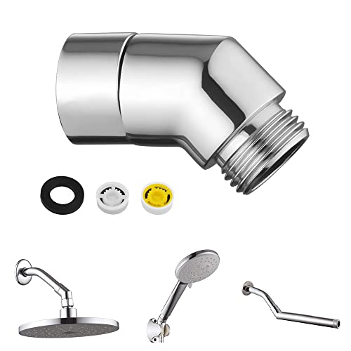 DOUSELLA Handbrause Adapter 45 Grad Regendusche Duschkopf Adapter Duschschläuche Adapter Verlängerung Handbrause Adapter Winkel Winkelstück für Handbrause Beweglich Duscharmanschluss von DOUSELLA