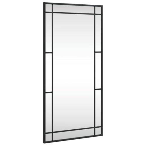 DOUSMHII Wandspiegel, mit Rahmen aus pulverbeschichtetem Aluminium, glatte Spiegeloberfläche, einfache Installation horizontal oder vertikal, Schwarz, 40 x 80 cm von DOUSMHII