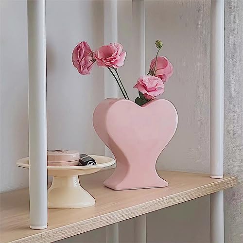 Keramik-Blumenvase, einzigartige Vase für Zuhause, Büro, Tischdekoration, Einweihungsfeier, Festival, Geschenk (rosa) von DOUXFUN