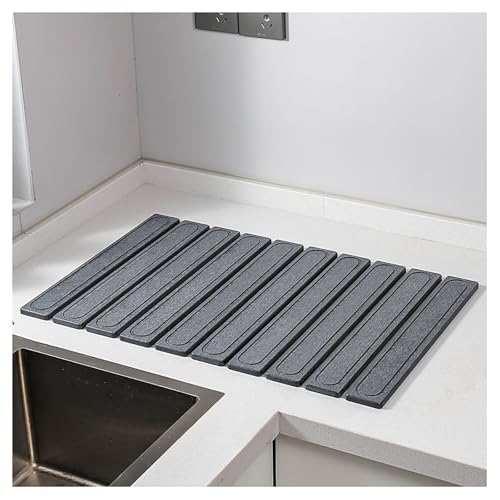 DOUZIO Stein-Trockenmatte für Küchentheke, 60 x 39 cm, faltbare Stein-Abtropfmatte, Badezimmer, schnell trocknend und super saugfähig, Kieselgur-Badmatte für Geschirrständer, Geschirrflaschen, Tassen von DOUZIO
