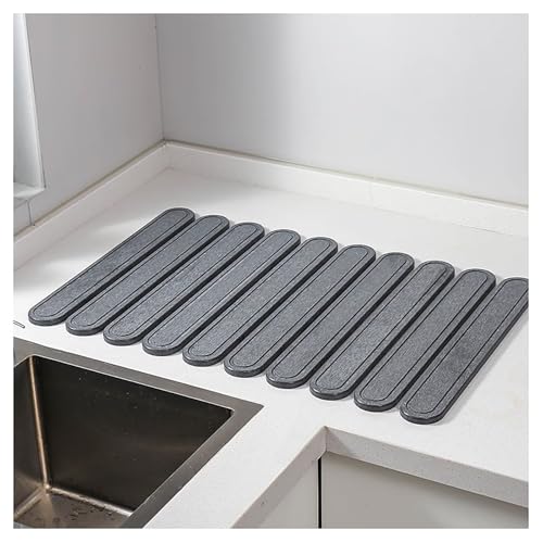 DOUZIO Stein-Trockenmatte für Küchentheke, 60 x 39 cm, faltbare Stein-Abtropfmatte, Badezimmer, schnell trocknend und super saugfähig, Kieselgur-Badmatte für Geschirrständer, Geschirrflaschen, Tassen von DOUZIO