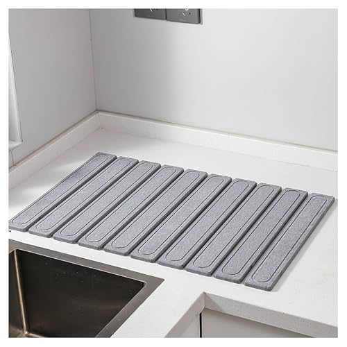 DOUZIO Stein-Trockenmatte für Küchentheke, 60 x 39 cm, faltbare Stein-Abtropfmatte, Badezimmer, schnell trocknend und super saugfähig, Kieselgur-Badmatte für Geschirrständer, Geschirrflaschen, Tassen von DOUZIO