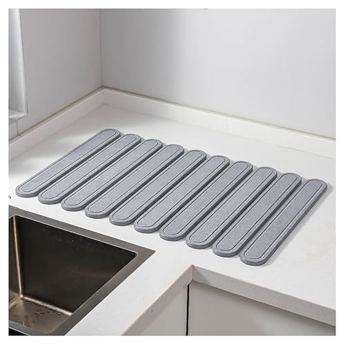 DOUZIO Stein-Trockenmatte für Küchentheke, 60 x 39 cm, faltbare Stein-Abtropfmatte, Badezimmer, schnell trocknend und super saugfähig, Kieselgur-Badmatte für Geschirrständer, Geschirrflaschen, Tassen von DOUZIO