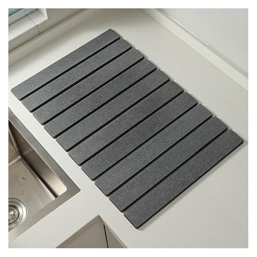 DOUZIO Stein-Trockenmatte für Küchentheke, 60 x 39 cm, faltbare Stein-Abtropfmatte, Badezimmer, schnell trocknend und super saugfähig, Kieselgur-Badmatte für Geschirrständer, Geschirrflaschen, Tassen von DOUZIO