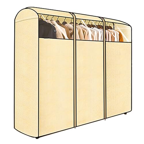 Kleiderständer-Abdeckung Mit Integrierter Stütze, Rutschsicher | Atmungsaktive, 3-Lagige, Gesteppte Vlies-Kleiderhülle | Staubdichte Kleiderstangen-Abdeckung Mit Robustem Re(Size:120×52×150cm,Color:a) von DOUZIO