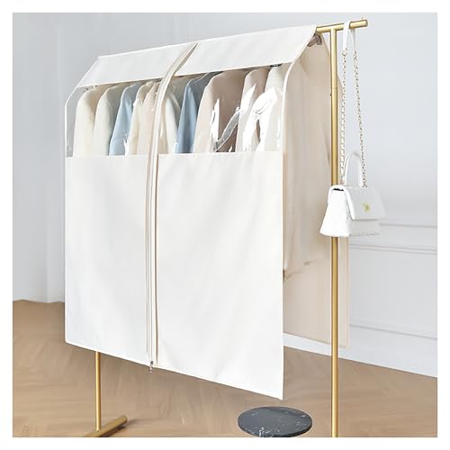 kleiderständer Abdeckung, Schutzhülle Kleiderständer, Staubdichter Anzugbezug Mit Durchgehendem Reißverschluss, Kleiderschrank-hängende Satin-kleiderhüllen, (Size:80×113cm/31.5×44.5in,Color:Weiß) von DOUZIO