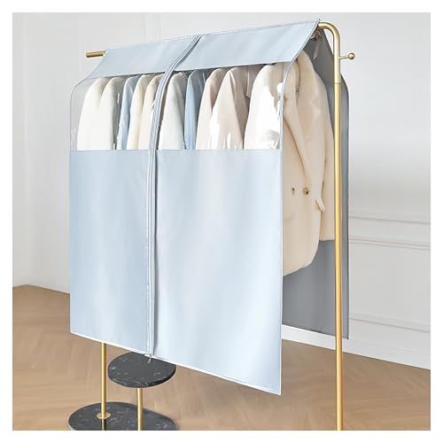 kleiderständer Abdeckung, Schutzhülle Kleiderständer, Staubdichter Anzugbezug Mit Durchgehendem Reißverschluss, Kleiderschrank-hängende Satin-kleiderhüllen, S(Size:80×113cm/31.5×44.5in,Color:Blaugrau) von DOUZIO