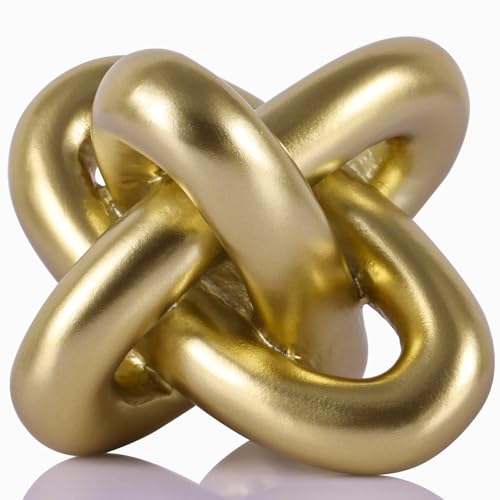 Goldknoten-Statue, Dreifachknoten-Skulptur Heimdekoration, rustikale Couchtische, Wohnzimmer, Esstische, Eingänge, Eingangsregale, kleine Deko-Objekte und Accessoires Knoten-Skulpturen und Statuen von DOVDOV