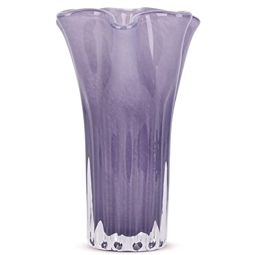 Geblasene Glasvase, einzigartige Vase mit breiter Öffnung, violette Vase, Heimdekoration für Zuhause, Wohnzimmer, Küche, Hochzeit, Esstisch, Büro, Mitteltisch mit Blumen (M-Lila) von DOVDOV