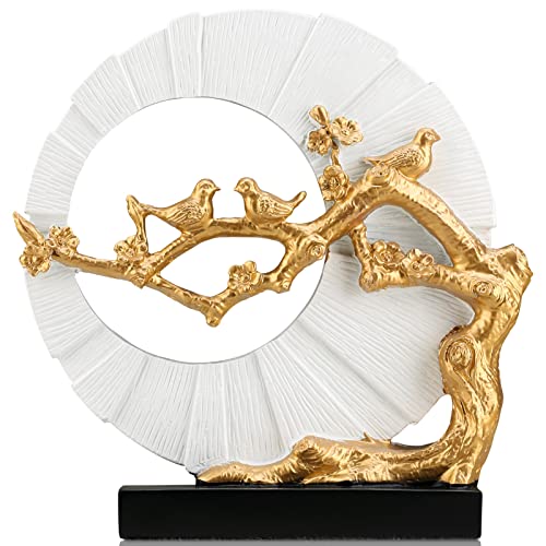 Vogel Skulptur Dekoration Golden Home Decoration Skulptur Vogel Harz Skulptur Home Decoration Blau Gold Wohnzimmer Dekoration Veranda Skulptur (Elster Verkündigung Teller [Weiß]) von DOVDOV