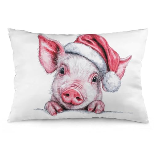 Dekorativer Kissenbezug mit Weihnachtsschwein in Weihnachtsmannmütze, 30,5 x 50,8 cm, Plüsch-Kissenbezug für Couch, Sofa, Outdoor, Heimdekoration Dekorativer Kissenbezug mit Weihnachtsschwein in Weihnachtsmannmütze, 30,5 x 50,8 cm, Plüsch-Kissenbezug für Couch, Sofa, Outdoor, Heimdekoration von DOVPOD