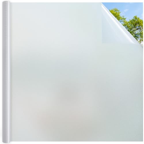 DOWELL Fensterfolie Blickdicht Sichtschutzfolie Fenster 90x200cm, Milchglasfolie Selbstklebend Statisch Haftend Folie, Sichtschutz Klebefolie Blickschutz UV Schutzfolie Glasfolie für Bad Badezimmer von DOWELL