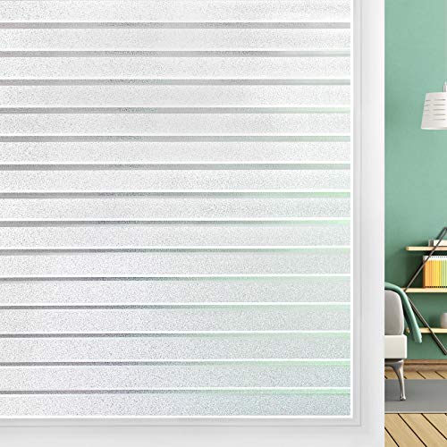 DOWELL Fensterfolie Sichtschutzfolie Fenster Sichtschutz Streifen 44.5x300cm, Selbsthaftend Blickdicht Klebefolie Milchfolie Selbstklebend Milchglasfolie Blickschutz Window Film für Bad Duschkabine von DOWELL