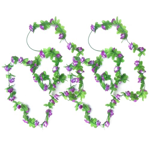 DOWNDRIFT Blumengirlande Künstliche 2 Stück Kirschblüten Girlande Blumenrebe Blumengirlande Frühling Hängend Gefälschte Blumen Pflanzen Dekoration für Hochzeit Zuhause Garten Wände(lila) von DOWNDRIFT