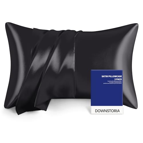DOWNSTORIA Satin-Kissenbezüge für Haar und Haut, ähnlich wie Seidenkissenbezüge, glatt und kühlend, seidiger Kissenbezug mit Hotelverschluss, 2er-Set, Geschenke für Damen und Herren (50,8 x 76,2 cm von DOWNSTORIA