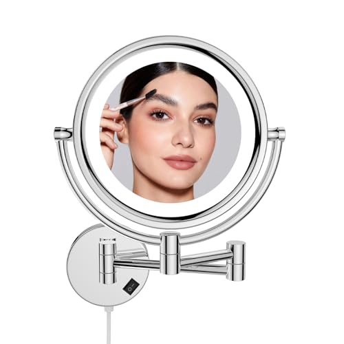 DOWRY Schminkspiegel mit Beleuchtung Wandmontage Led Kosmetikspiegel mit Vergrößerung 10 Fach Doppelseitig Spiegel Vergrößerungsspiegel mit Licht für Bad,Ø20 cm DOWRY Schminkspiegel mit Beleuchtung Wandmontage Led Kosmetikspiegel mit Vergrößerung 10 Fach Doppelseitig Spiegel Vergrößerungsspiegel mit Licht für Bad,Ø20 cm von DOWRY