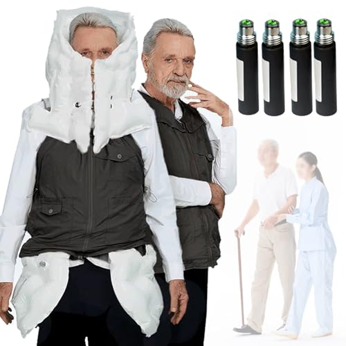 Airbag-Weste gegen Stürze für ältere Menschen, intelligente tragbare Airbag-Weste/Jacke für Epileptiker oder Blinde, APP-Anti-Sturz-Kleidung mit Alarmfunktion für die Fernüberwachung,Black-XXL von DOZPAL
