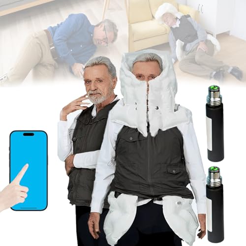 Anti-Fall-Airbag-Weste, intelligente Anti-Fall-Airbag-Jacke für ältere Menschen, umfassender 270°-Schutz, APP-Anti-Fall-Airbag-Weste, intelligente Anti-Fall-Kleidung,menblack-XXL von DOZPAL