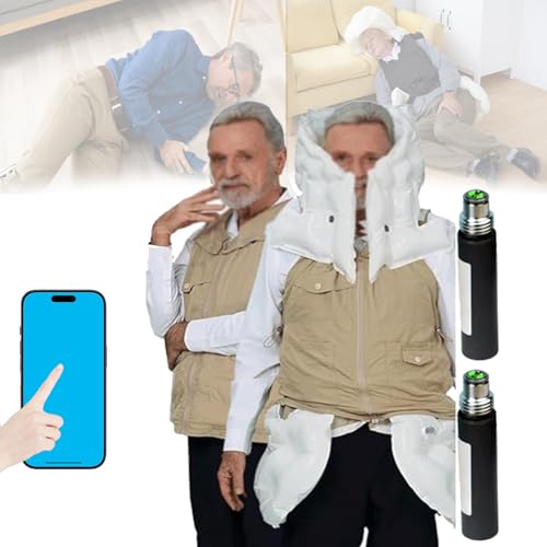 Anti-Fall-Airbag-Weste, intelligente Anti-Fall-Airbag-Jacke für ältere Menschen, umfassender 270°-Schutz, APP-Anti-Fall-Airbag-Weste, intelligente Anti-Fall-Kleidung,menkhaki-XL von DOZPAL