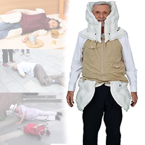 Intelligente Anti-Fall-Kleidung für ältere Menschen, Airbag-Weste, Sicherheitsjacke für den Außenbereich mit Fernüberwachungsalarm/Positionierung/Hilferuf-/Sportaufzeichnungsfunktion,Menkhaki-XXL von DOZPAL
