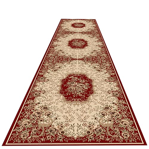 DOZRAN Flur Teppich Läufer Zeitgenössischer Roter Läufer für Flur, Pflegeleichter Teppich für Schmale/Tür/Schlafzimmer, Waschbar und rutschfest (Size : 100x350cm/3.3x11.5ft) von DOZRAN