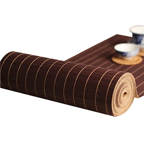 DOZRAN Tischläufer Braune Aus Bambus Gewebte Teetassenmatten, Breit 30cm 35cm 40cm 45cm, Hitzebeständige Aufrollbare Kaffeematte für Teehaus-/ Foyertisch (Size : 35x200cm/13.8x78.7in) von DOZRAN