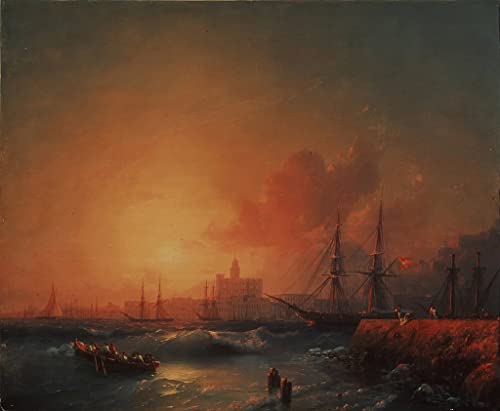 DOeraa Hochwertiges Leinwanddruck Leinwand Wandbild Kunstdruck Berühmt Málaga von Ivan Konstantinovich Aivazovsky für Flurdekoration 60x90cm von DoerAa