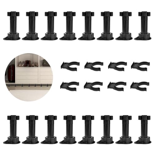 DOwrap 16 Stücke küchenfuß, Sockelfüße Verstellbar, Sockelfuß Höhenverstellbar, Möbelfüße Höhenverstellbar, für Küchen, Badezimmermöbel, Schrank Und Sofa (120mm-150mm) von DOwrap