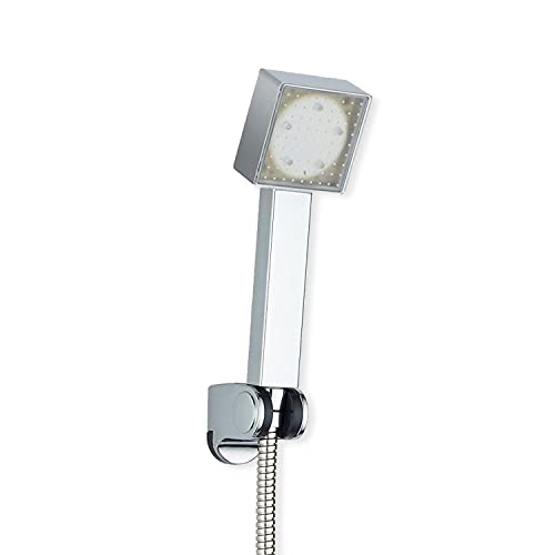 DP bath RY-L026+RY-P012+RY-S001 Handbrause LED RUND-L026 + Halterung RUND-P012 + Brauseschlauch RUND-S001, Silber von DP GRIFERIA