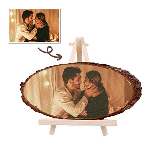 DPDP Baumscheibe Personalisiert - Ovale Holzscheibe mit Foto Bedrucken - Foto auf Holzscheibe - Geschenke für Frauen & Männer, Jubiläum Geburtstag Jahrestag Hochzeit Geschenk (26x11cm) von DPDP