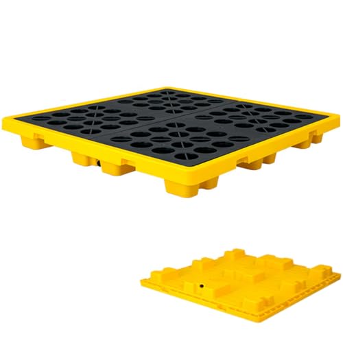 DPDZSW Auffangplattform Für 1/2/4 Fässer Mit Ablauf Und Gabelstaplertaschen, Stapelbare Modulare Auffangwanne Für Tonnenfässer, Auslaufsichere Polyethylenbasis,130 * 130 * 15cm von DPDZSW