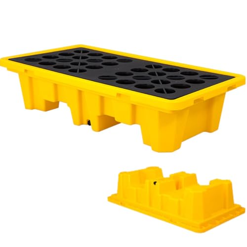 DPDZSW Auffangplattform Für 1/2/4 Fässer Mit Ablauf Und Gabelstaplertaschen, Stapelbare Modulare Auffangwanne Für Tonnenfässer, Auslaufsichere Polyethylenbasis,130 * 68 * 30cm von DPDZSW