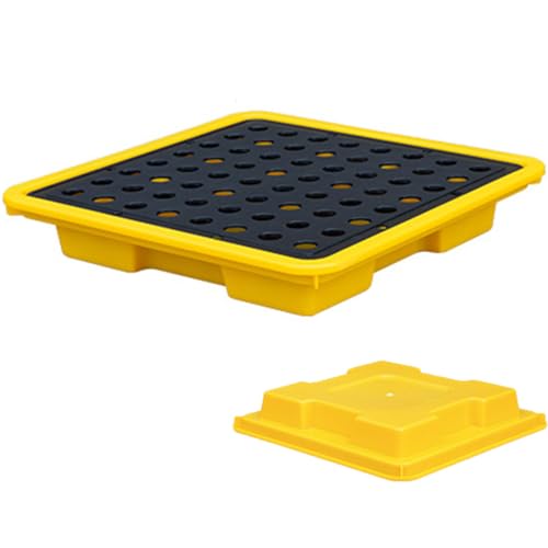 DPDZSW Auffangplattform Für 1/2/4 Fässer Mit Ablauf Und Gabelstaplertaschen, Stapelbare Modulare Auffangwanne Für Tonnenfässer, Auslaufsichere Polyethylenbasis,33.5 * 33.5 * 5.5cm von DPDZSW